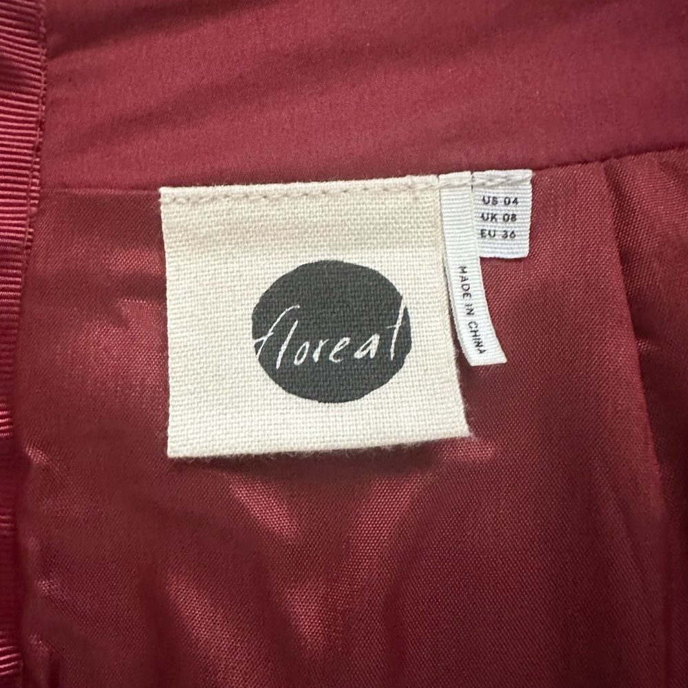 Anthropologie Perched Vegan Leather Mini Skirt A-Line Dark Red Cutout Detail - Picture 11 of 11